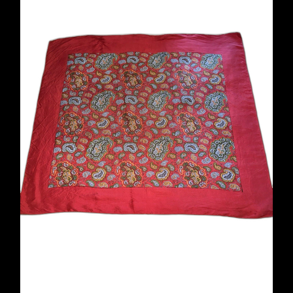Vintage Liberty of London Red Silk Paisley Scarf 34 X 34 Inch Made In England